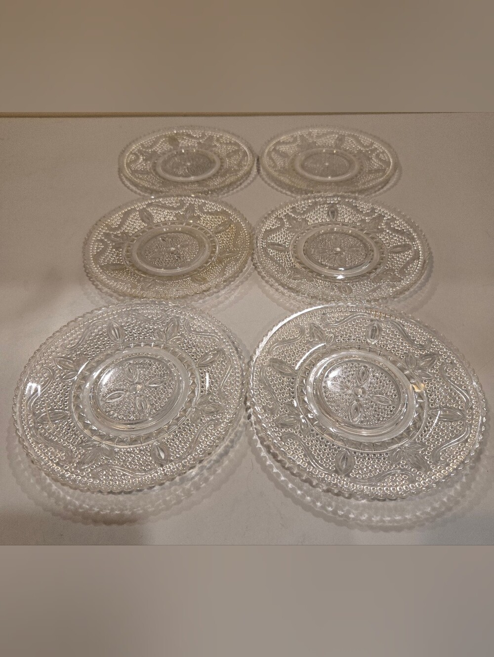 Vintage Federal Glass Clear Pressed Glass Dessert Plates - Set of 6
